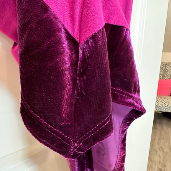 Ella Moss ruffle sleeveless fuschia pink with purple velvet trim top tunic - Picture 7 of 11